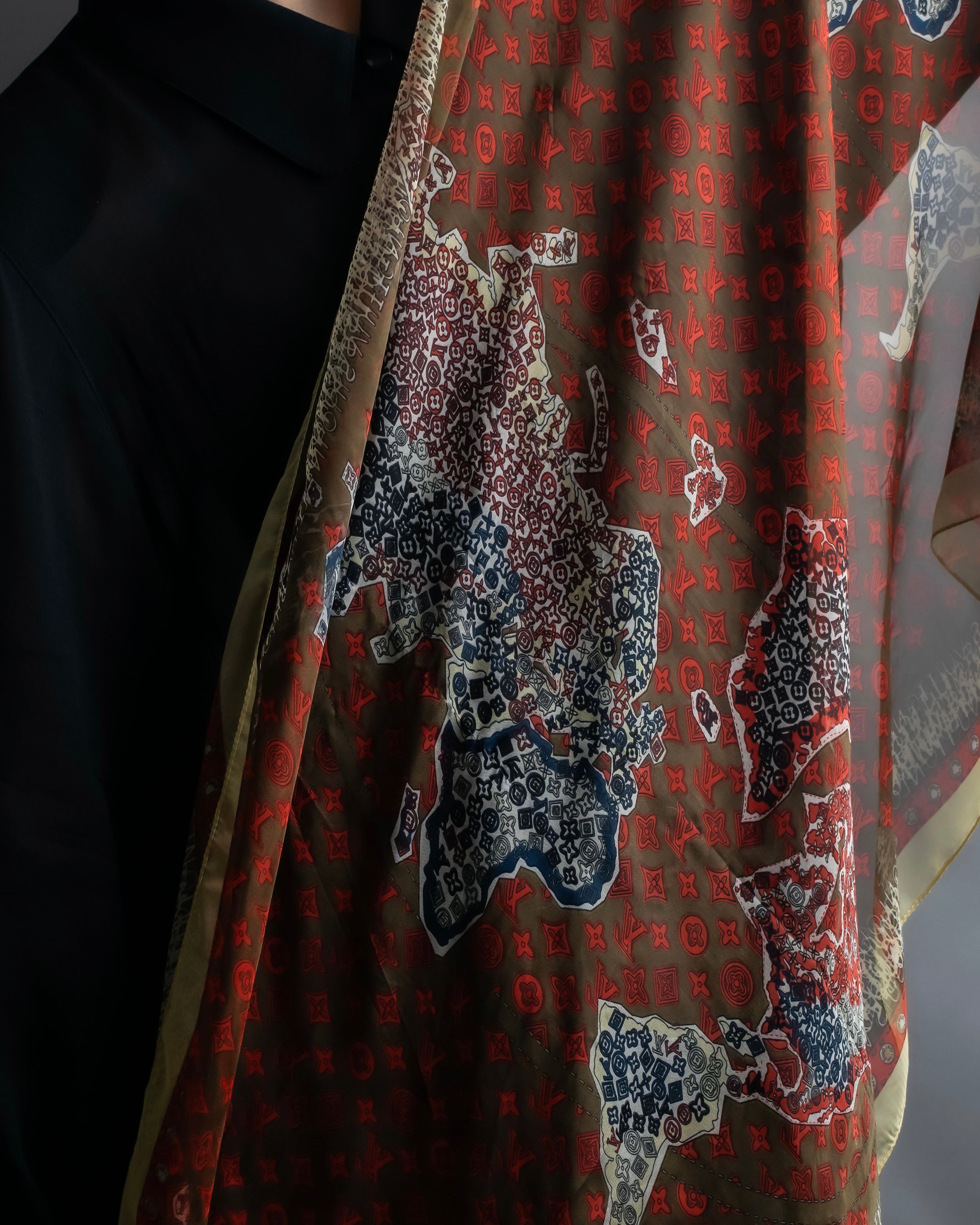 “Louis Vuitton” Monogram world map silk scarf