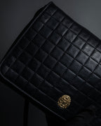 "CELINE" 80's-90's Crest metal fittings design quilted leather bag