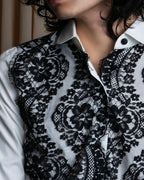 "Dolce &amp; Gabbana" Flower engraved lace design shape fit shirt