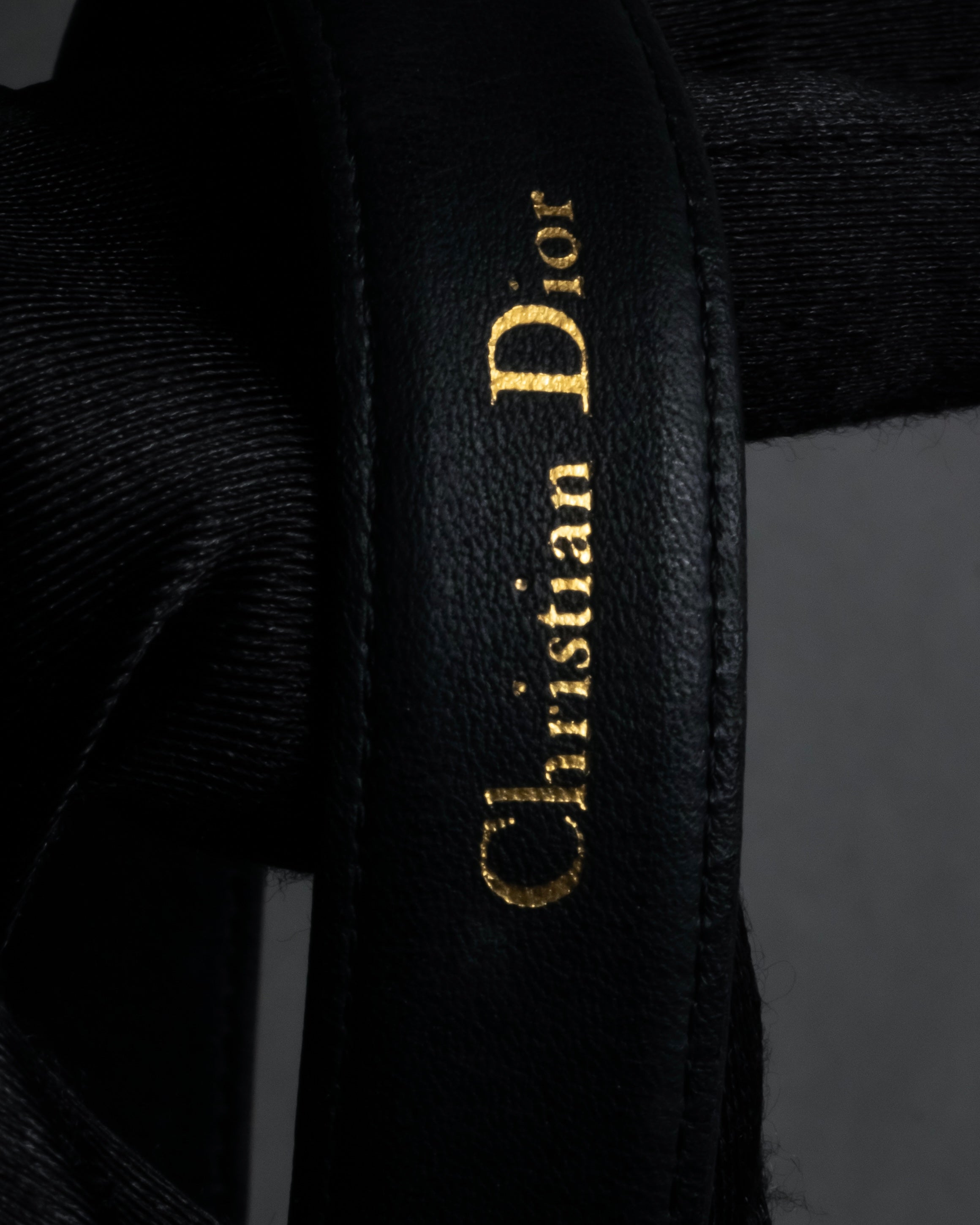 "Christian Dior" Logo buckle slim leather belt