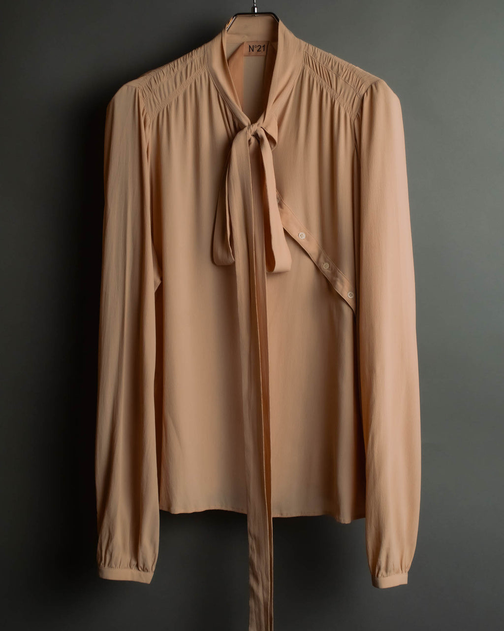 "N°21" 2020's Asymmetric bow tie acetate silk blouse