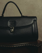 "Burberrys" 80's-90's Classic black leather top-handle handbag
