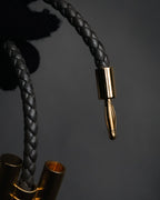 "HERMES" 10’s-20’s Tresse leather H clasp bracelet