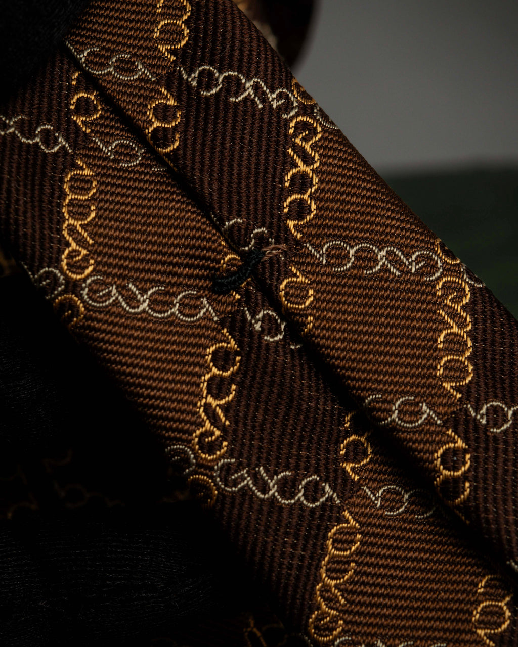 "GUCCI" Chain plaid design silk neck tie