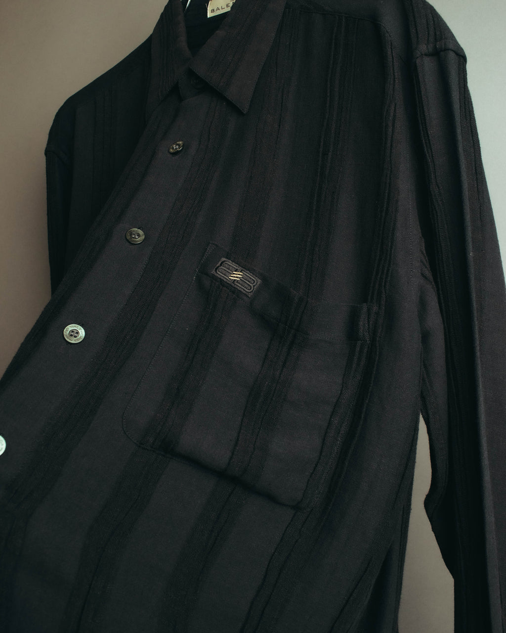 "BALENCIAGA" 80's-90's Textured linen blend shirt