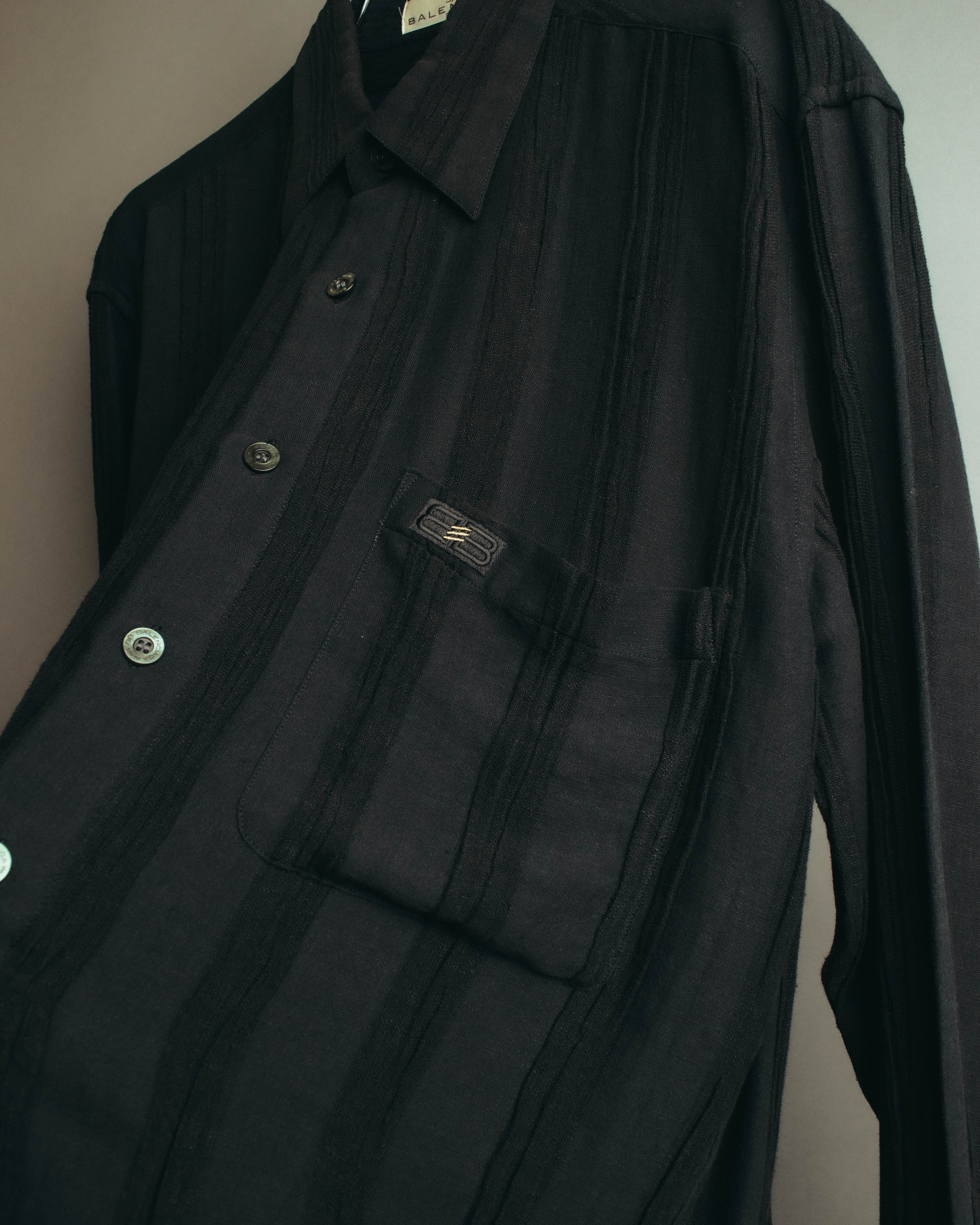 "BALENCIAGA" 80's-90's Textured linen blend shirt