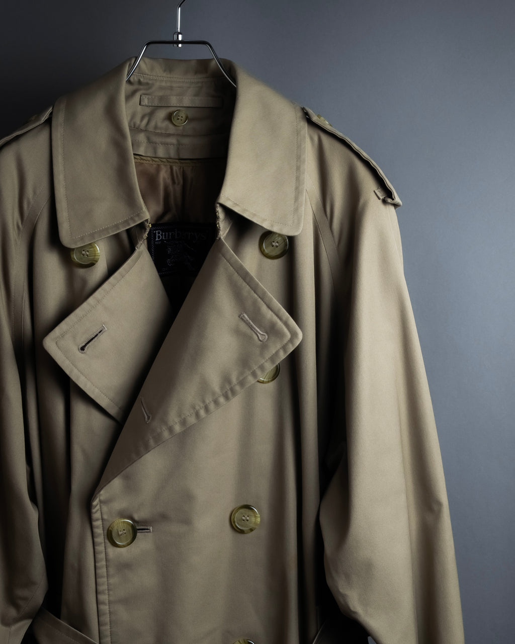 "BURBERRYS" Traditional detail double-breasted stand color trench coat