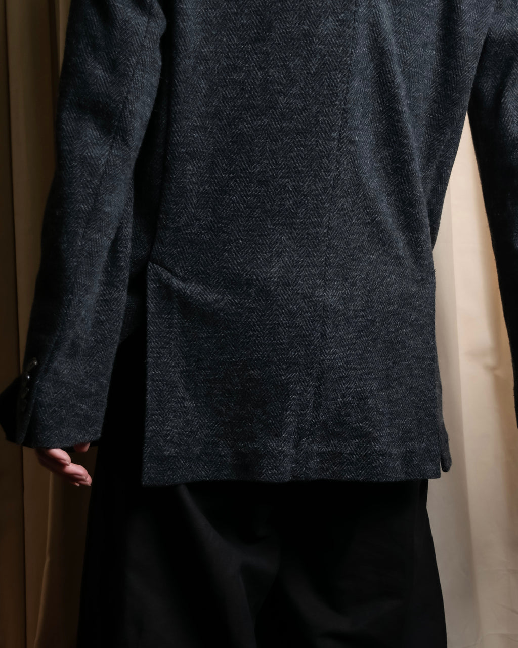 "POLO Ralph Lauren" Herringbone weave charcoal gray tailored jacket