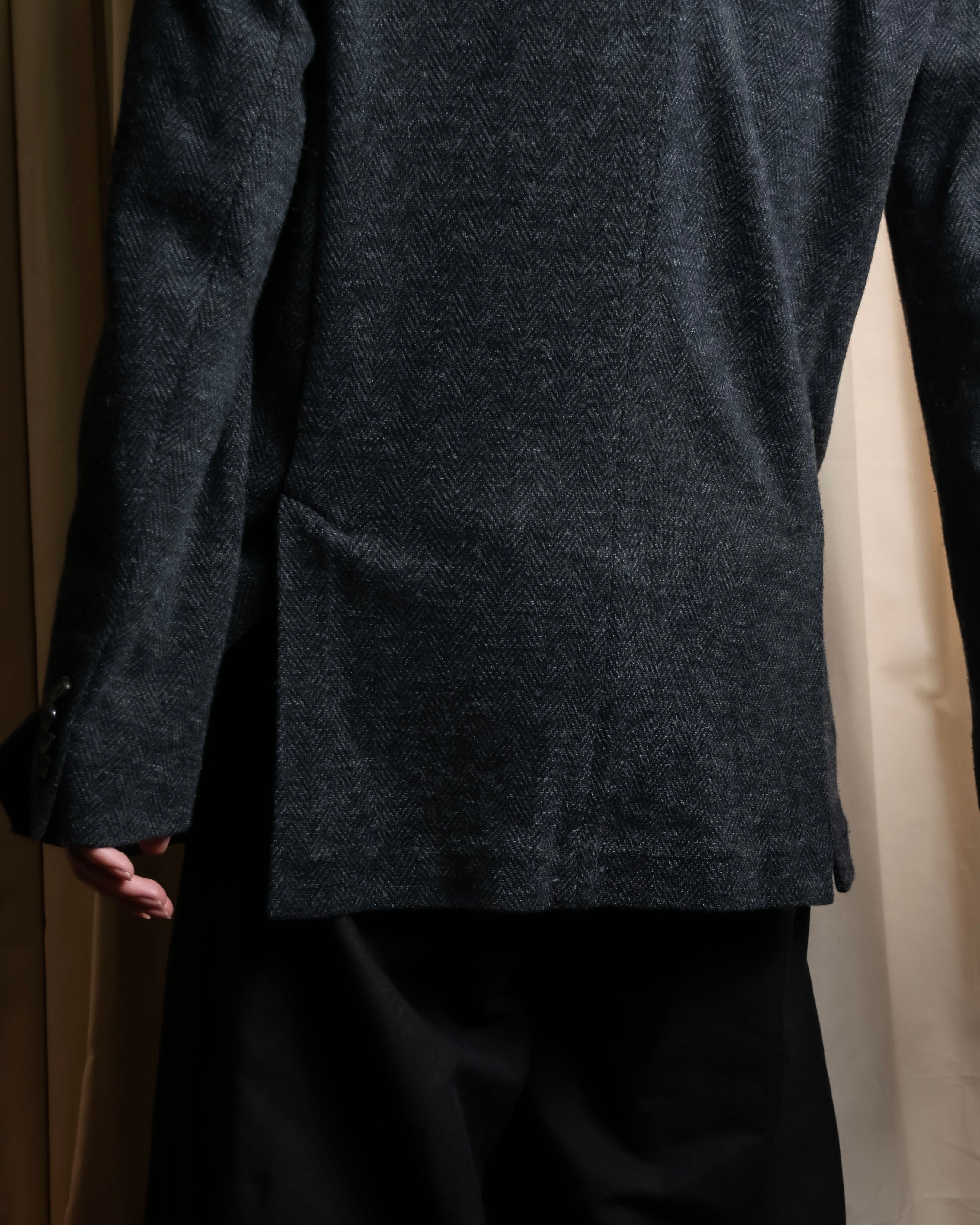 "POLO Ralph Lauren" Herringbone weave charcoal gray tailored jacket