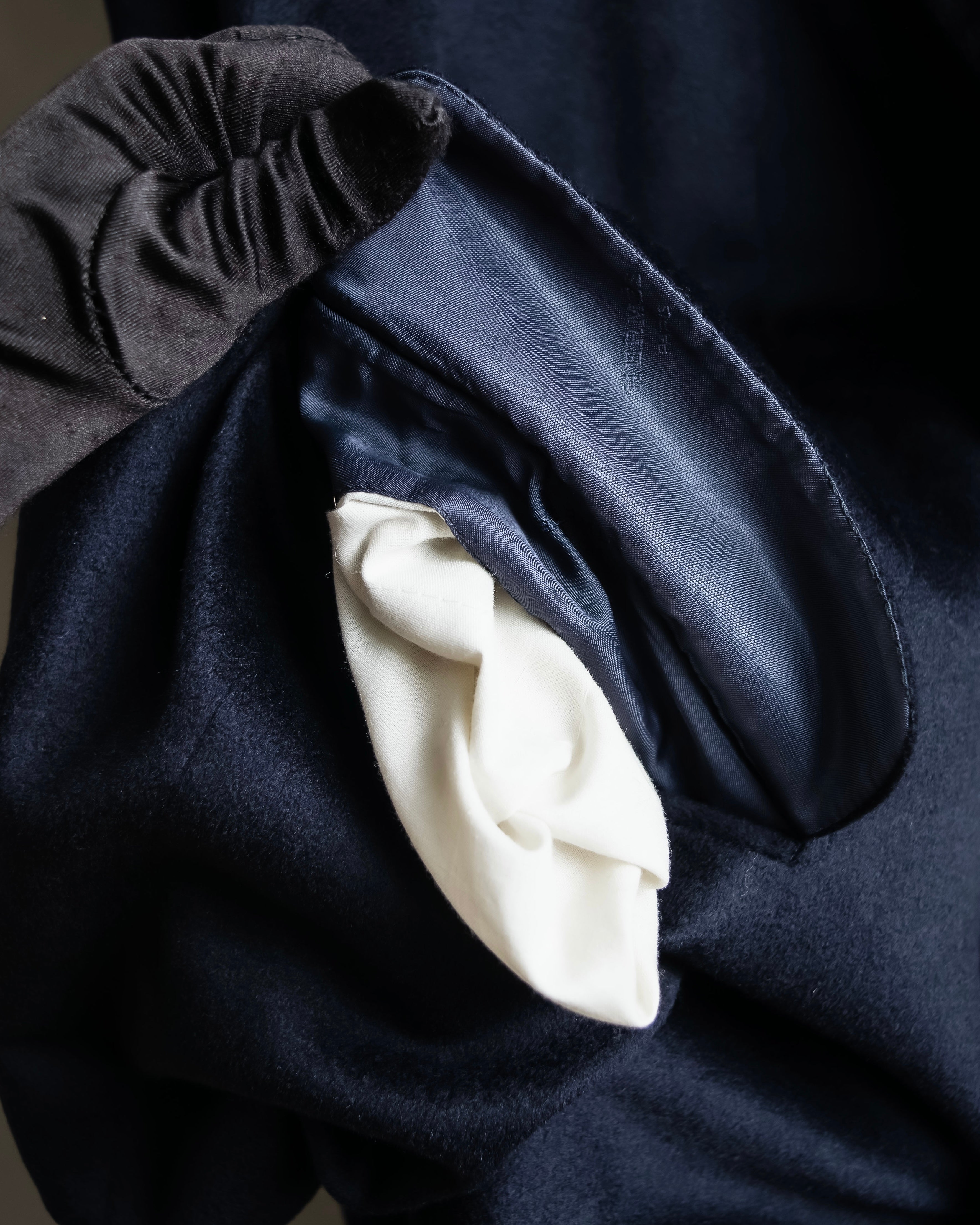 "HERMES" 90's Pure cashmere navy blue tailored jacket