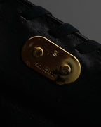 "YVES SAINT LAURENT" Whip stitch design crocodile foil stamped leather hand bag