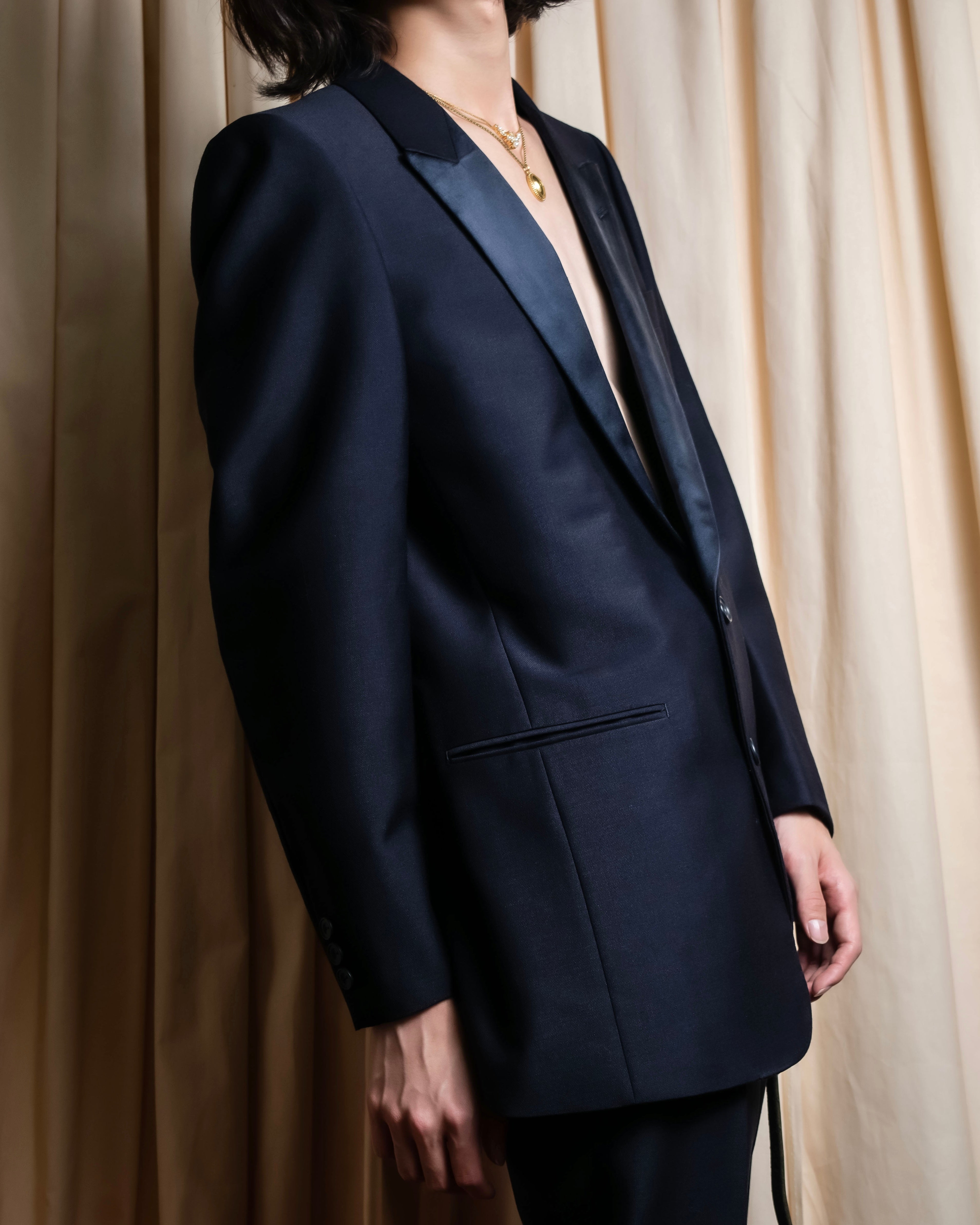 "CHRISTIAN DIOR MONSIEUR" Satin switching design tuxedo dress set up