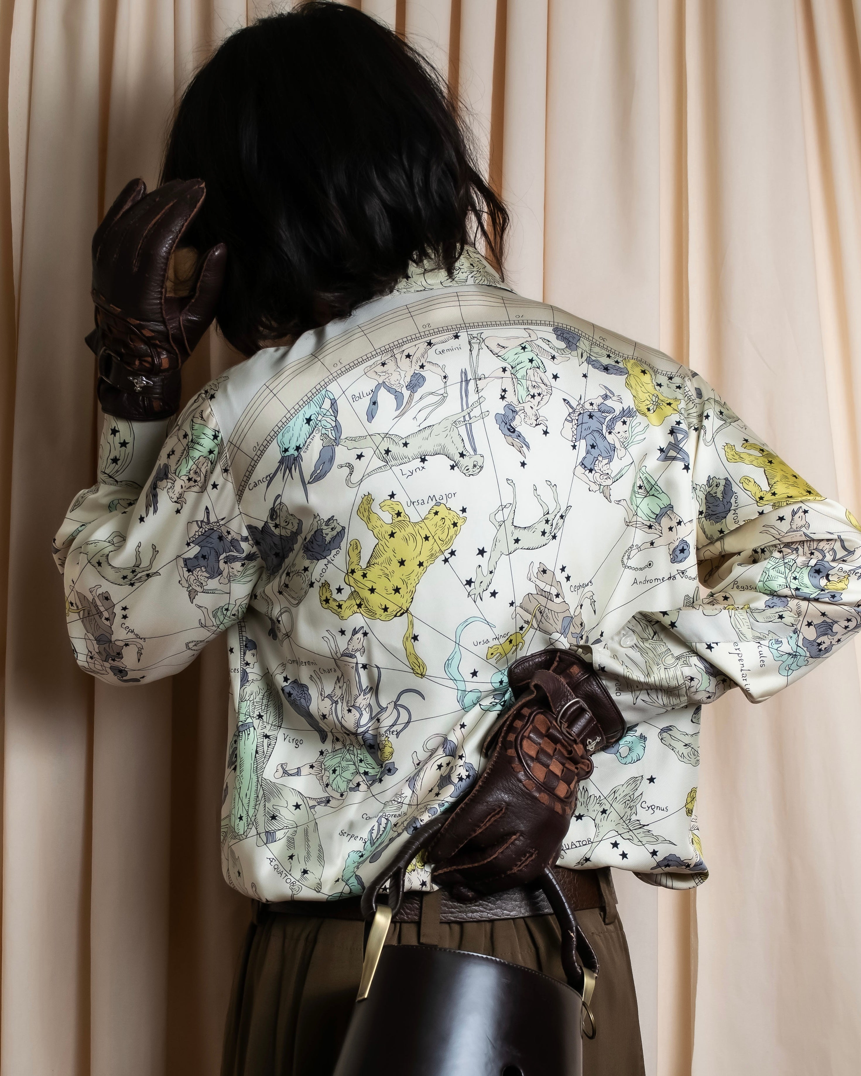 "HERMES" Margiela period Les Étoiles, Stars silk shirt