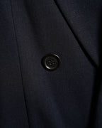 GIORGIO ARMANI/ Curved Lapel Oversized Double Breasted Tailored Jacket Navy