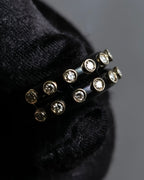 "Christian Dior" Gold metal＆black enamel combination design ring