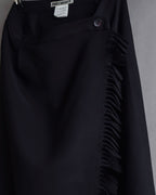 "ISSEY MIYAKE" Organic cutout fringe wrap skirt
