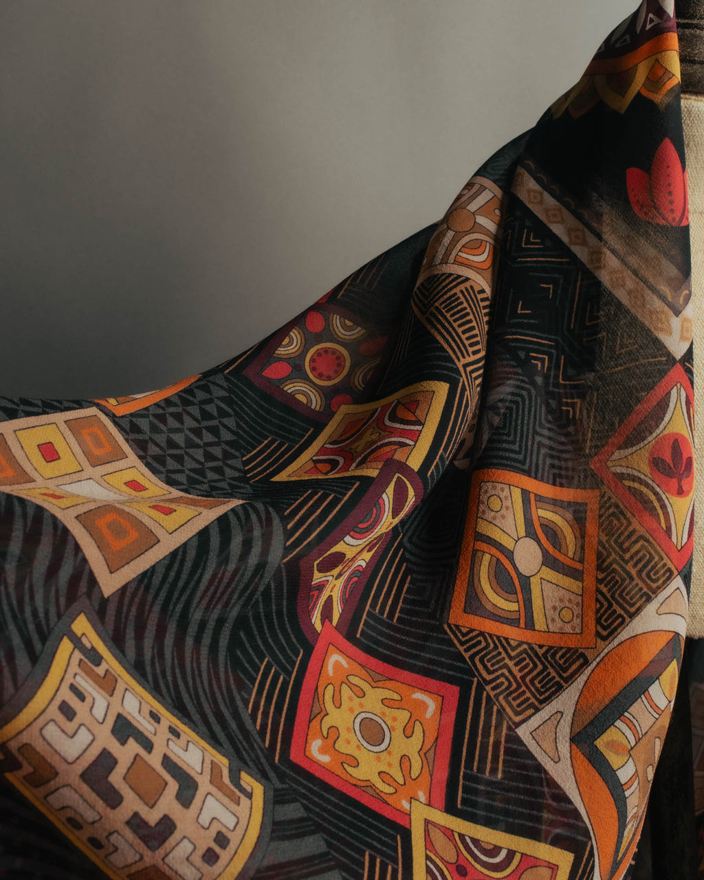 "Salvatore Ferragamo" 2010's Geometric tribal print silk scarf