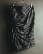 "BRUNELLO CUCINELLI" Late 90's-early 10's Soft wool plaid draped skirt