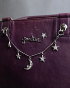 "JEAN PAUL GAULTIER" Horizontal star＆moon chain design purple leather bag