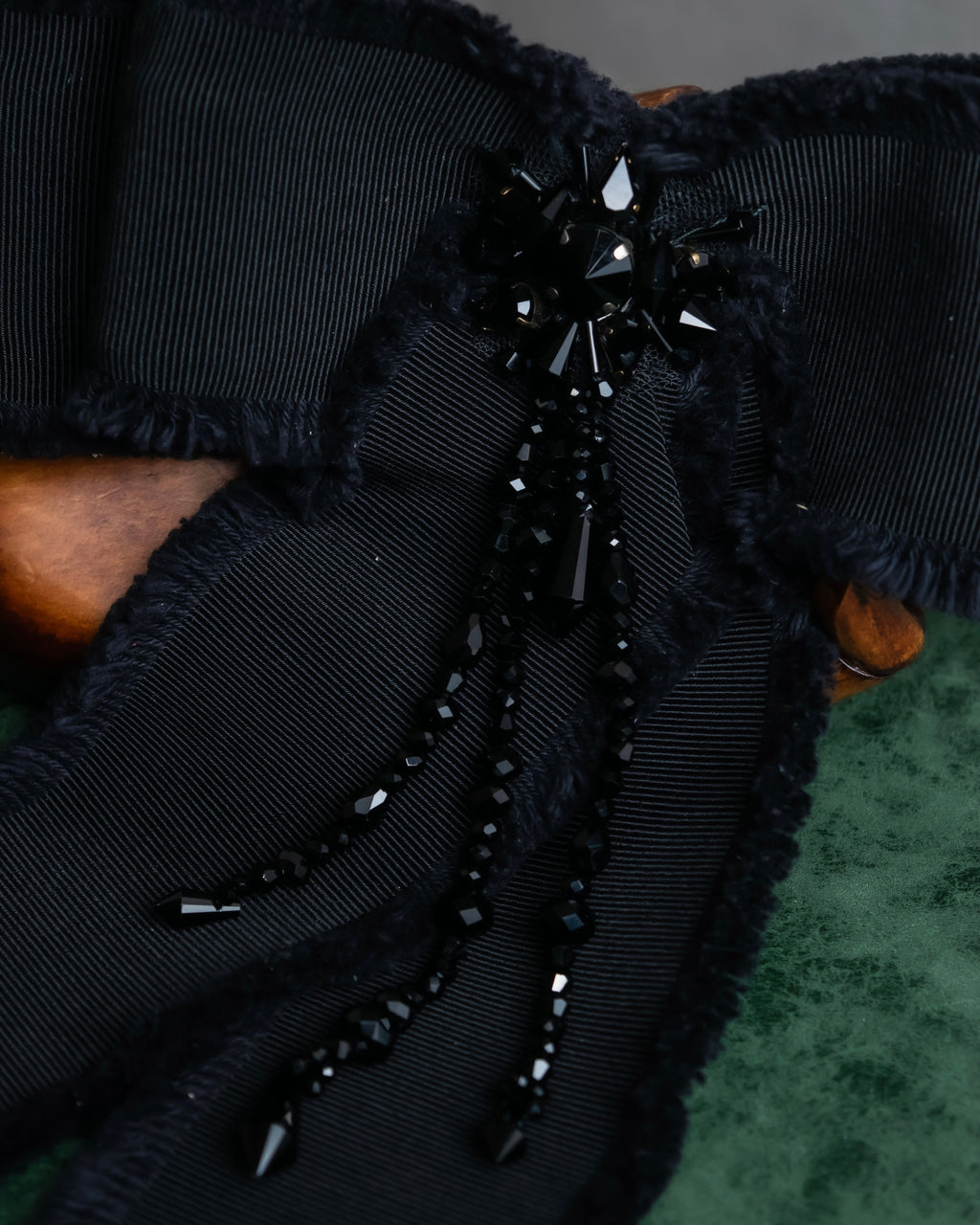"GUCCI" Black bejeweled grosgrain ribbon