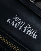 "JEAN PAUL GAULTIER" Logo engraved clasp frame 2way leather bag