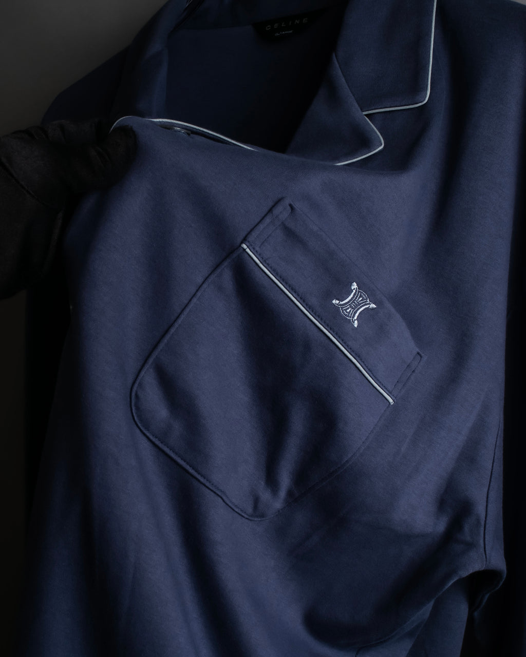 "CELINE" Piping design blue pajama set up