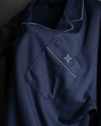 "CELINE" Piping design blue pajama set up