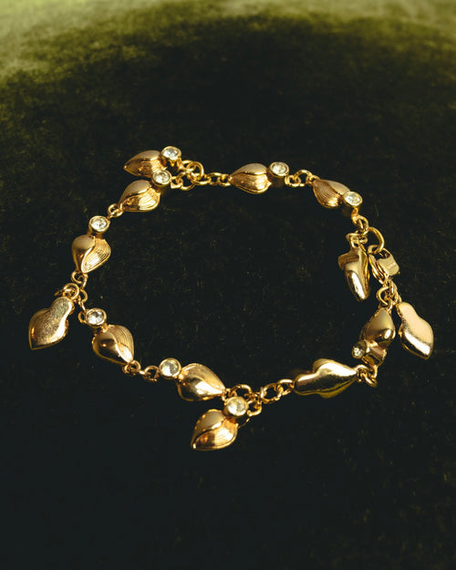 "Christian Dior" 80's-90's Sculptural leaf charm bracelet