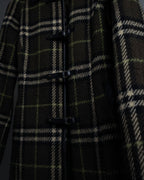 "BURBERRY" Leather switching design check tweed coat