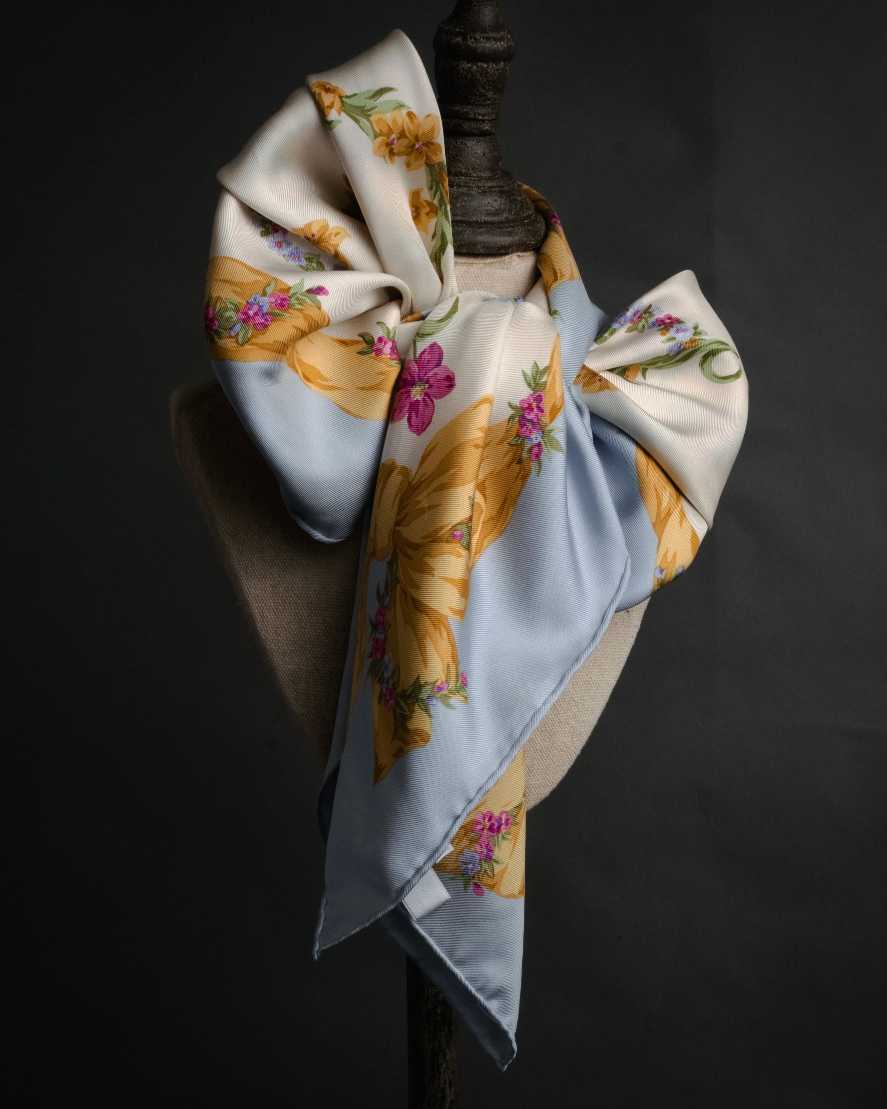 “Christian Dior” 90’s Floral logo silk scarf