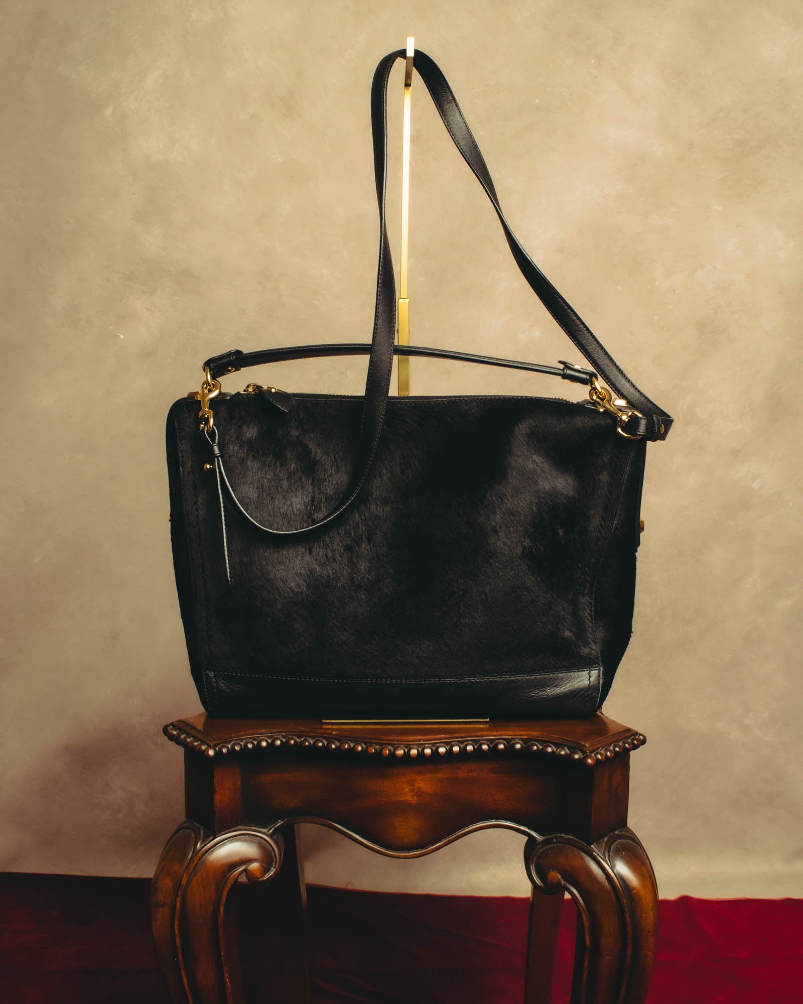 "Salvatore Ferragamo" 90's-00's Textured calf hair shoulder bag