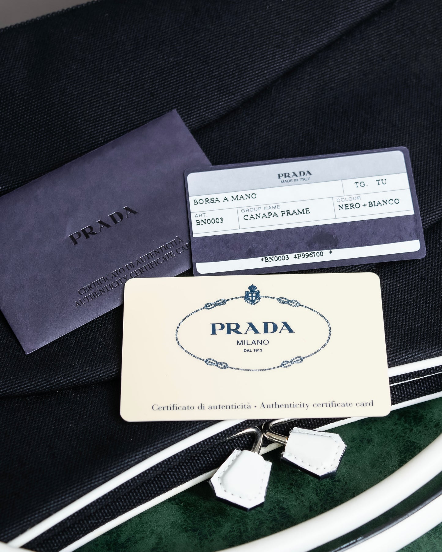 "PRADA" Clasp design monotone color bowling bag