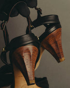 "CHANEL" 90's-00's Bow leather ankle strap sandals