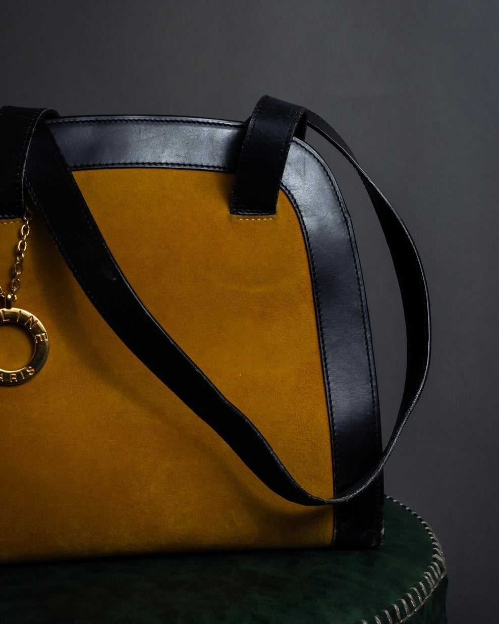 "CELINE" Circle charm design suede one-handle bag