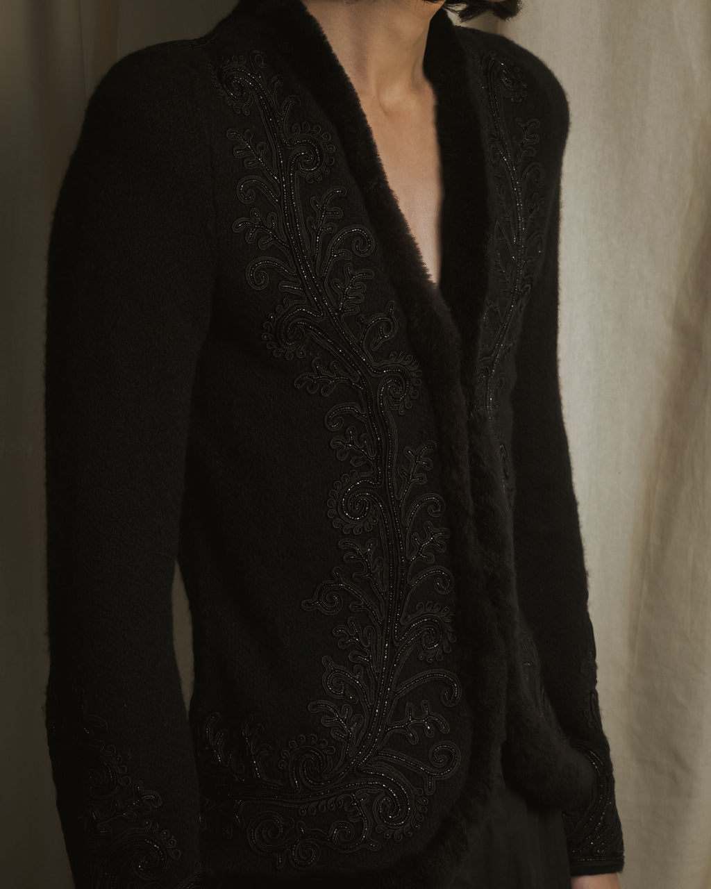 Chaqueta de piel con bordado de cuentas de los años 00 de Ralph Lauren