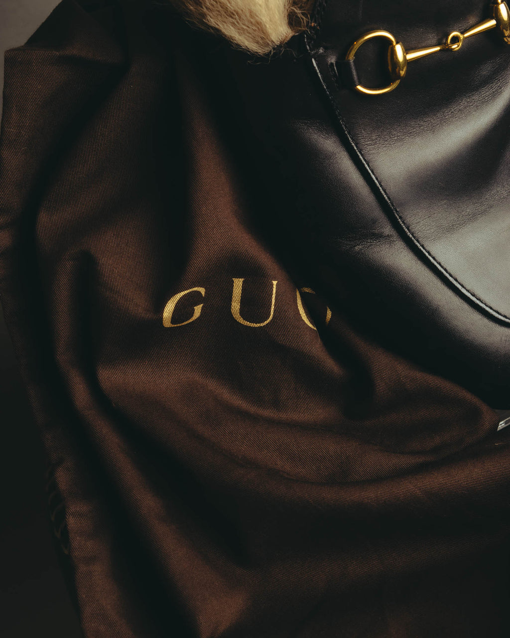 "GUCCI" 2010's Fur lined horsebit leather loafer mule