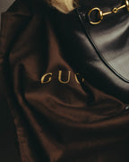 "GUCCI" 2010's Fur lined horsebit leather loafer mule