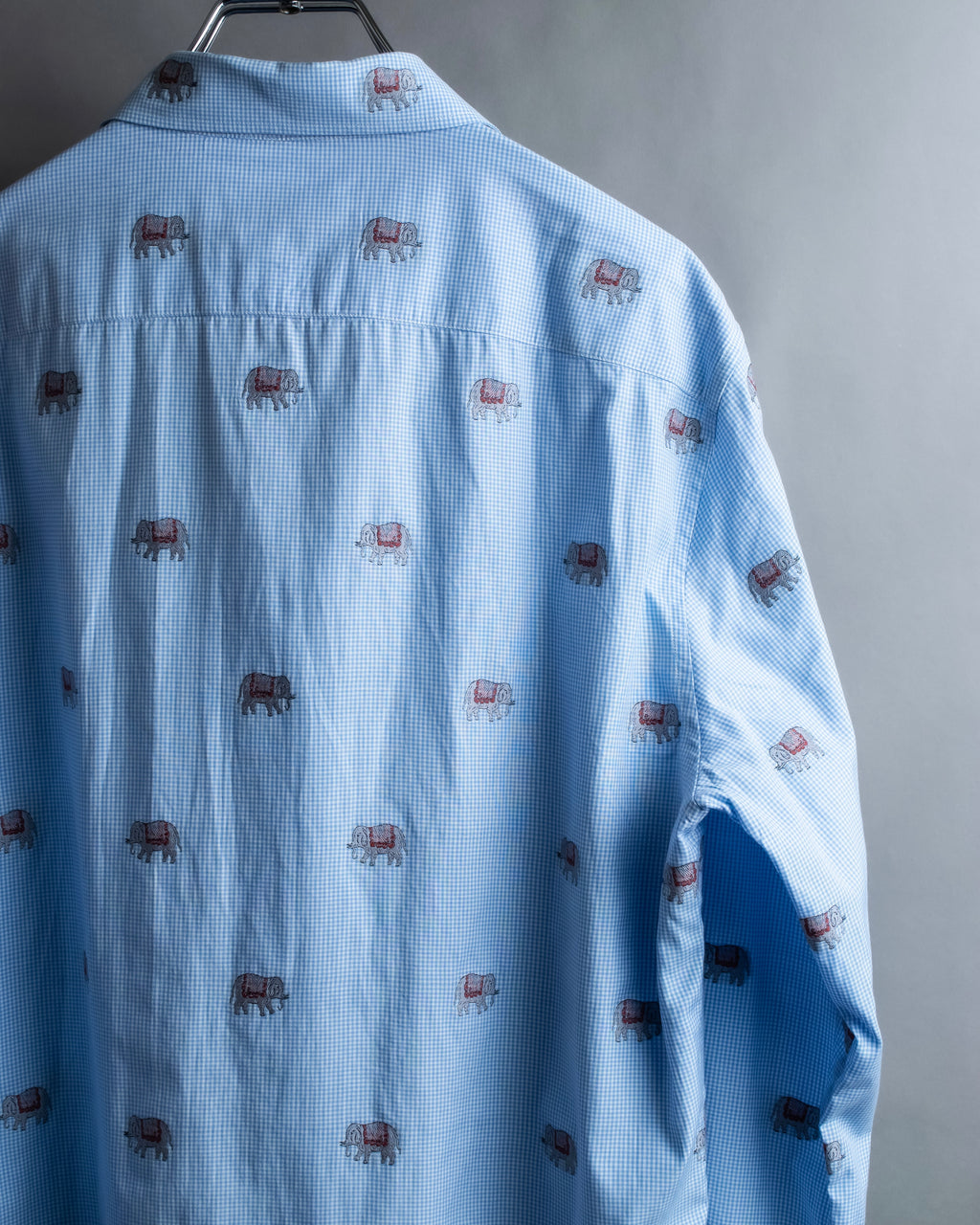 "GUCCI" Michele period elephant pattern sax blue color shirt