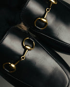 "GUCCI" Fur lined horsebit backless loafer