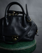 “Salvatore Ferragamo” 2000’s Pebbled leather turn lock bag