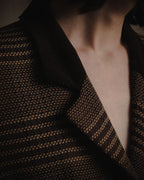 "CELINE" Late 80s–Early 90s velvet-collar woven jacket