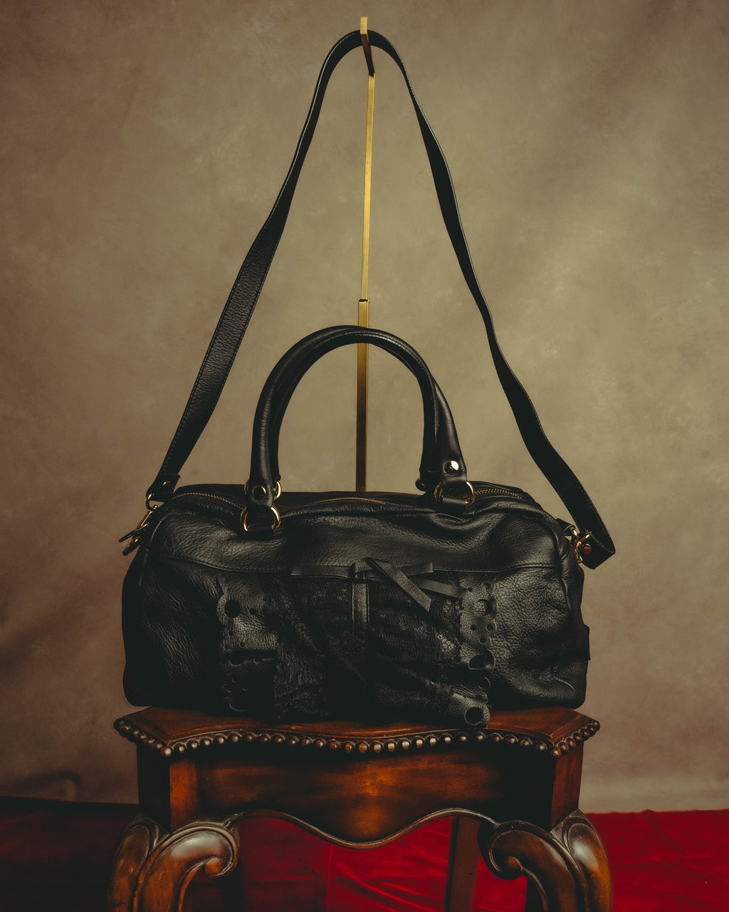 “RED VALENTINO” 2010’s lace bow leather two-way bag