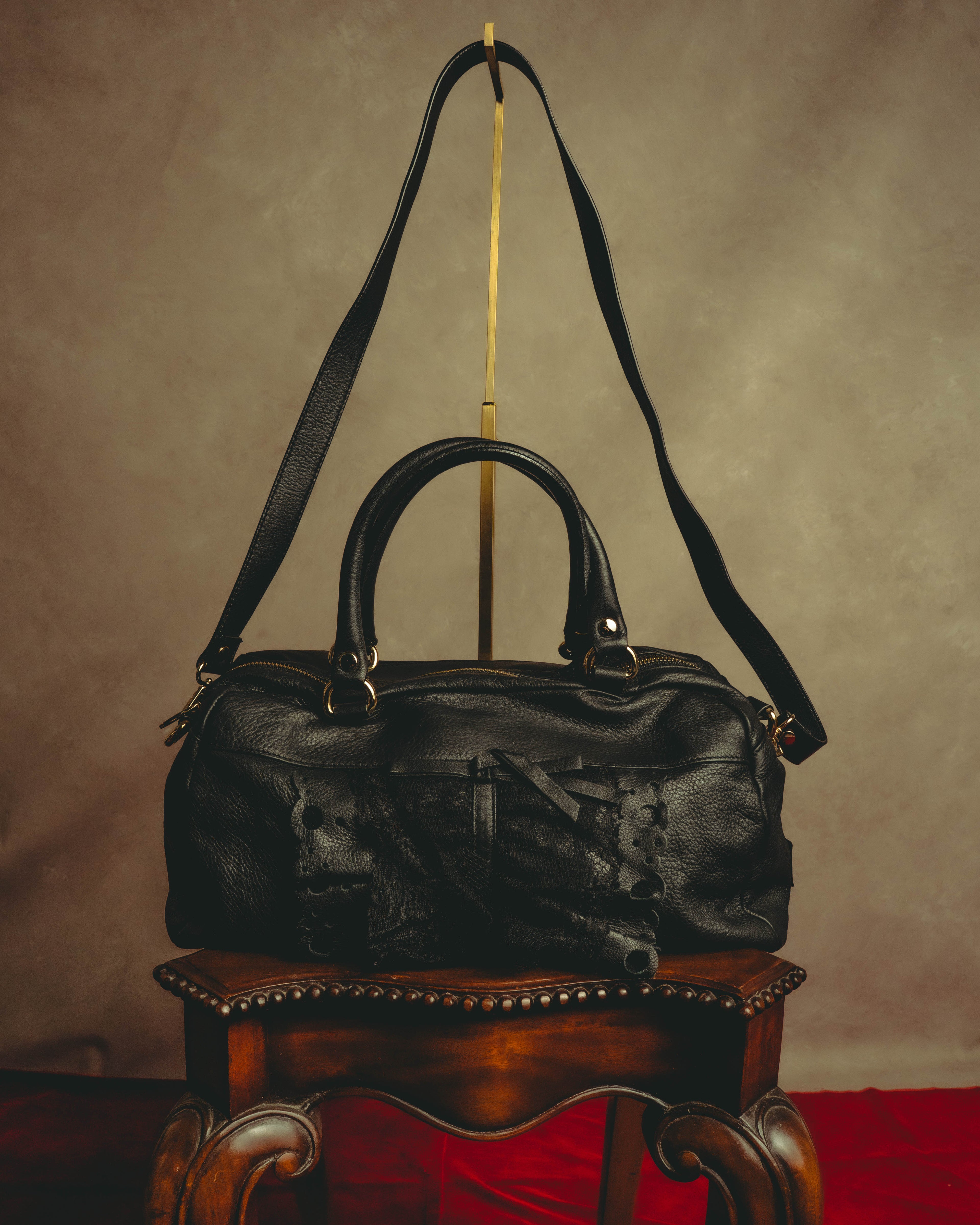 “RED VALENTINO” 2010’s lace bow leather two-way bag