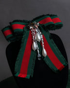 "GUCCI" Beaded design grosgrain ribbon