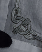 "HERMES" Embroidered knot border cotton scarf