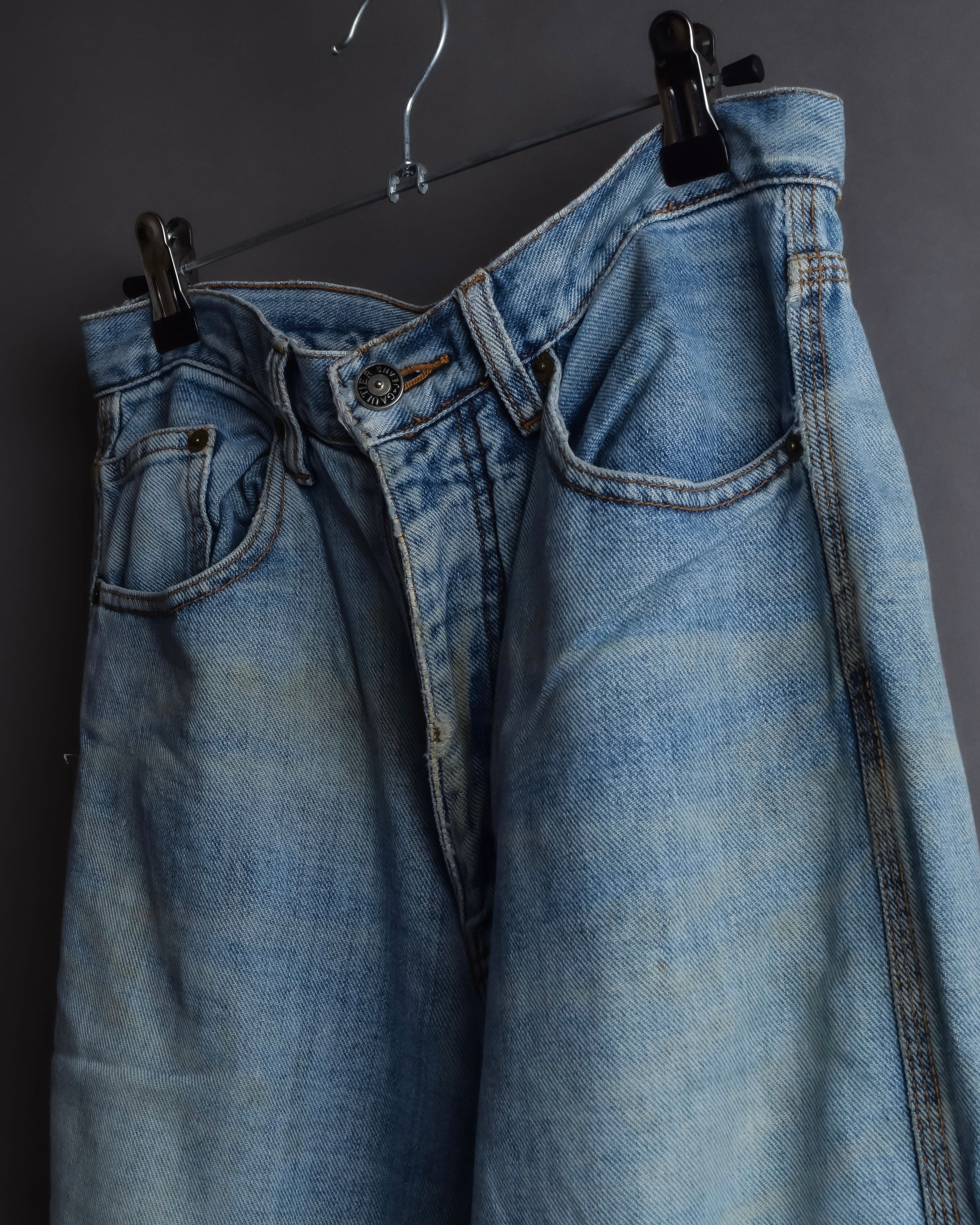 "JEAN PAUL GAULTIER JEANS" Beautiful fade button fly straight denim