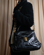 "DOLCE &amp; GABBANA" Gold chain two-way leather bag