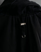 "CELINE" Gathered design hooded double zipper dress