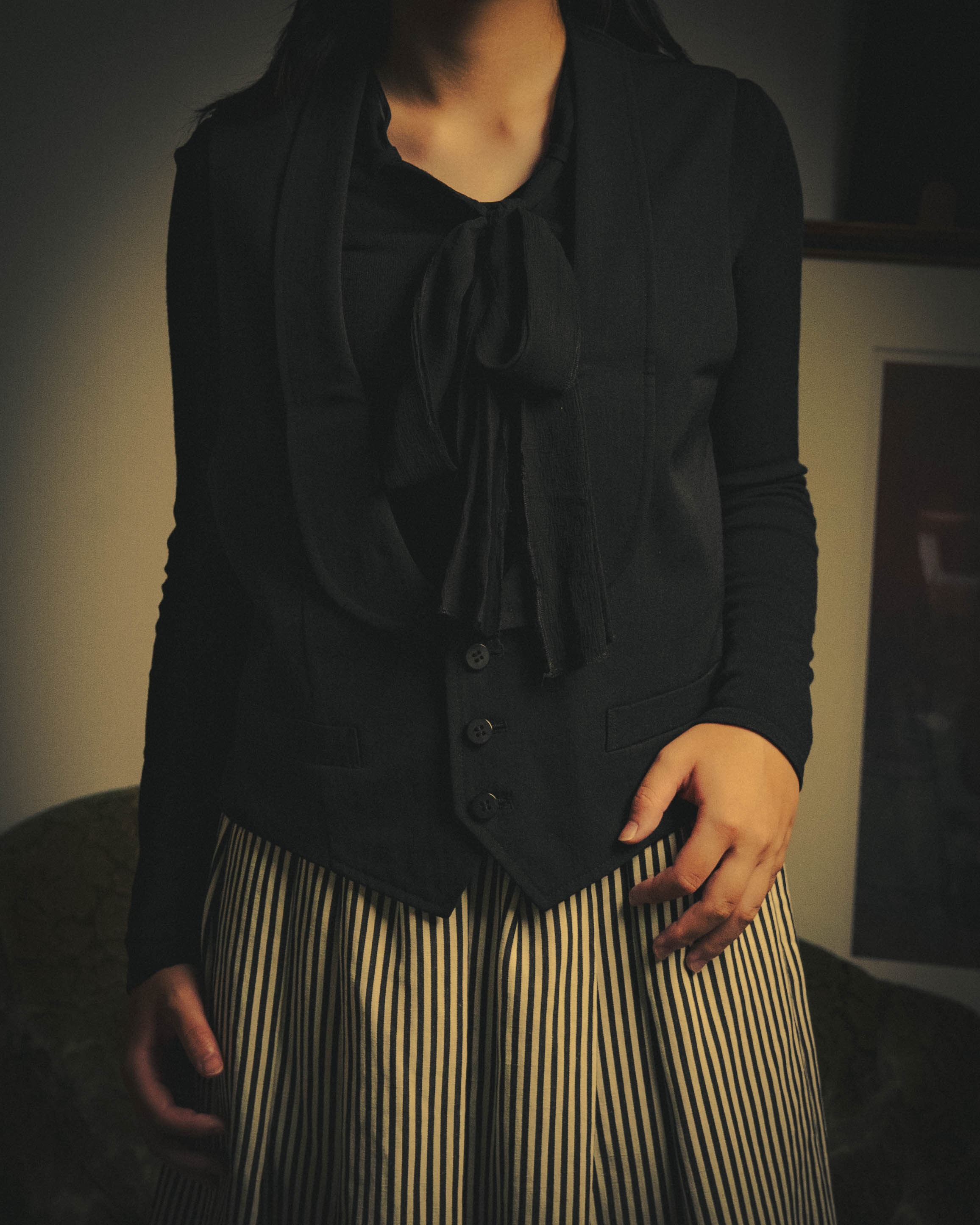 -SPECIAL- "CHANEL" 04AW Sheer bow-tie knit top