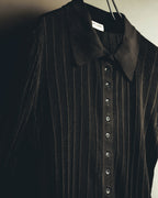"SAINT LAURENT PARIS" 2020's Sheer ribbed silk blend polo cardigan